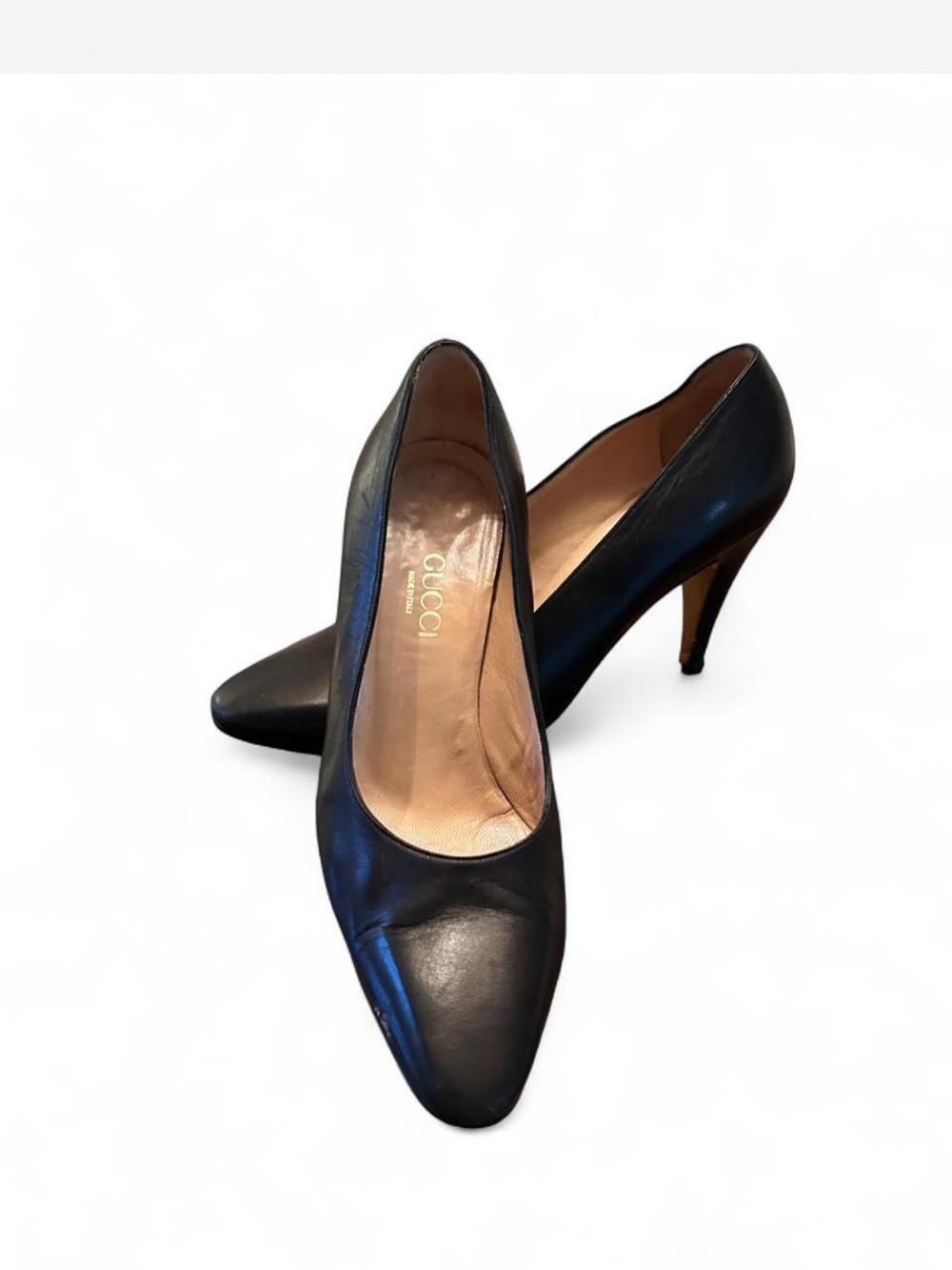 Gucci Black Leather Pointed-Toe Heels
